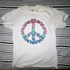 Junk Food Grateful Dead Dancing Bears‎ Peace Sign Graphic T-Shirt White